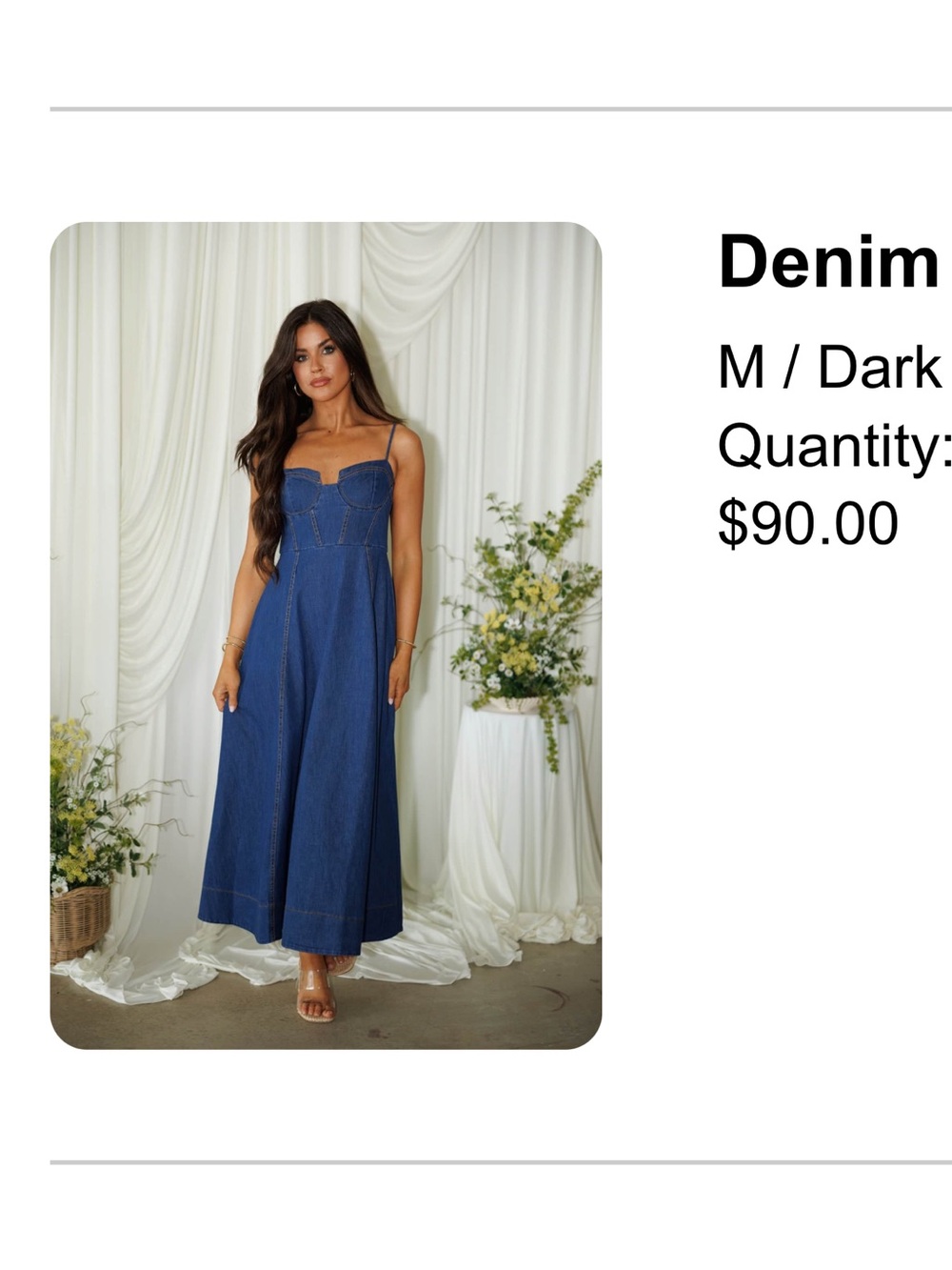 Sleeveless Dark Blue Denim Maxi Dress with Sweetheart Bodice
